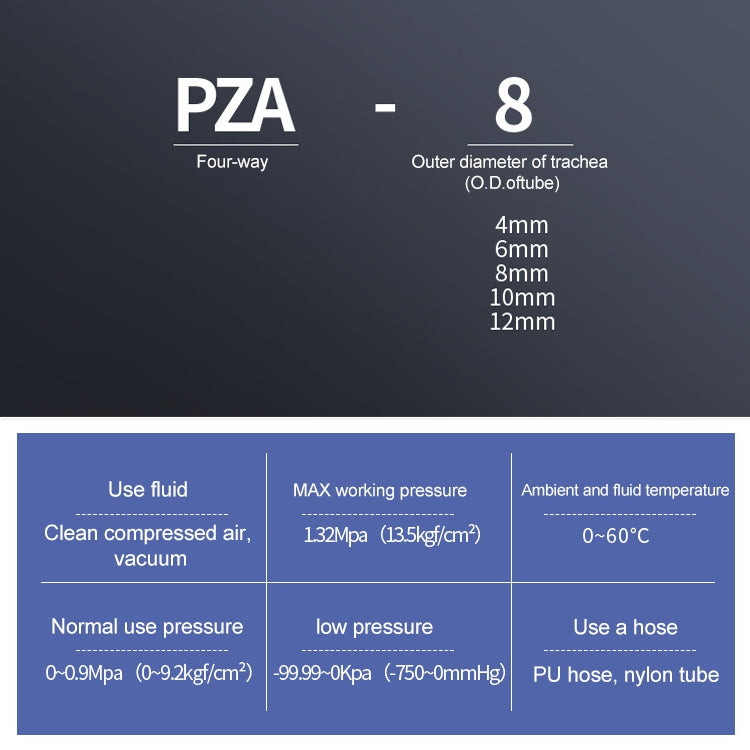 PZA-12 LAIZE 10pcs Plastic PZA Four-way Pneumatic Quick Fitting Connector - Interface Series by LAIZE | Online Shopping UK | buy2fix