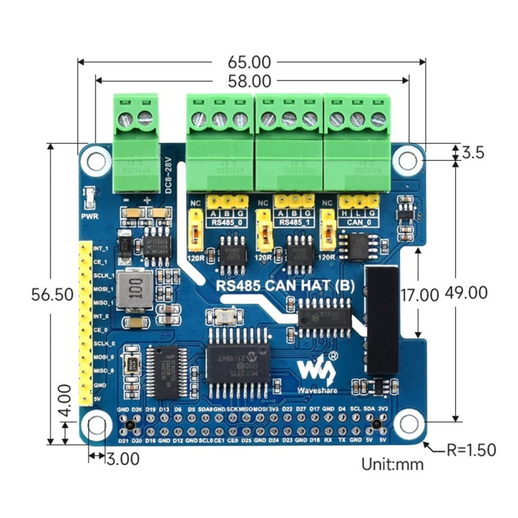 Waveshare Isolated RS485 CAN HAT For Raspberry Pi - Consumer Electronics by WAVESHARE | Online Shopping UK | buy2fix