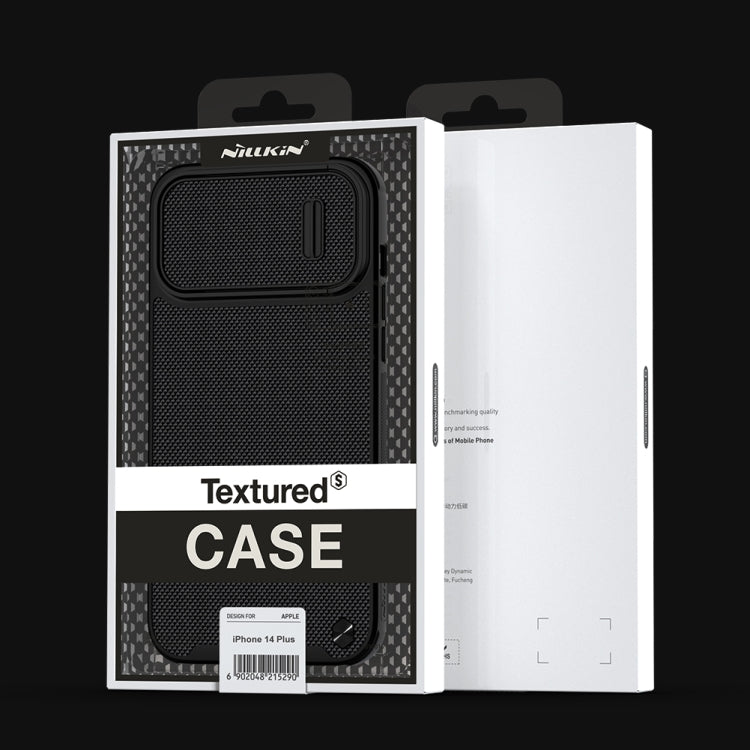 For iPhone 14 Plus NILLKIN Texture MagSafe Camshield PC + TPU Phone Case(Black) - iPhone 14 Plus Cases by NILLKIN | Online Shopping UK | buy2fix