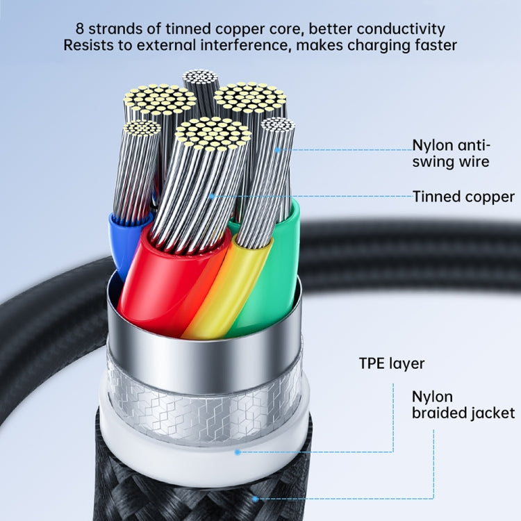 JOYROOM 2.4A USB to 8 Pin Surpass Series Fast Charging Data Cable, Length:3m(Black) - Normal Style Cable by JOYROOM | Online Shopping UK | buy2fix