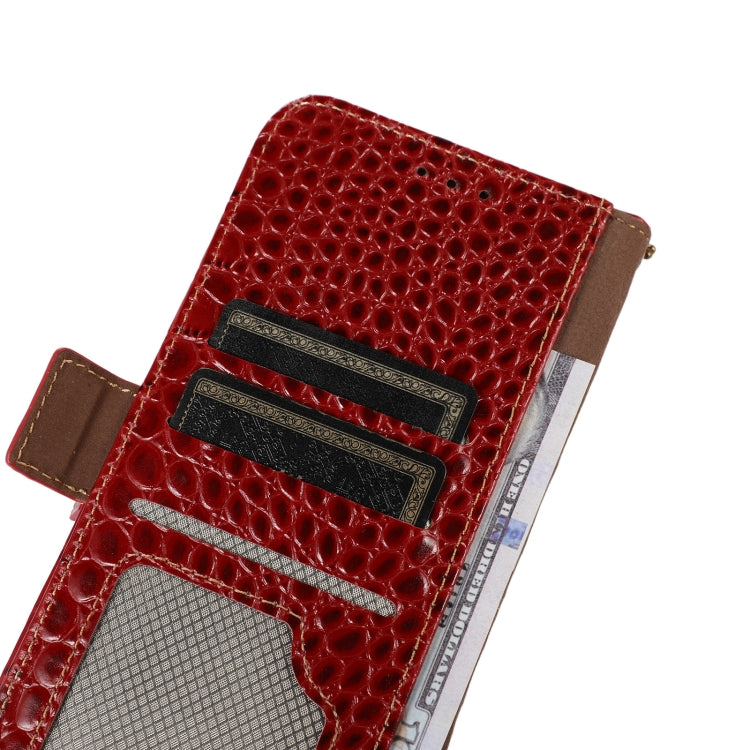 For Motorola Moto G72 Magnetic Crocodile Texture Genuine Leather RFID Phone Case(Red) - Motorola Cases by buy2fix | Online Shopping UK | buy2fix