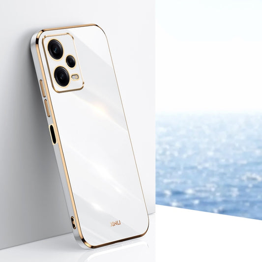 For Xiaomi Redmi Note 12 Pro 5G China XINLI Straight Edge 6D Electroplate TPU Phone Case(White) - Note 12 Pro Cases by buy2fix | Online Shopping UK | buy2fix