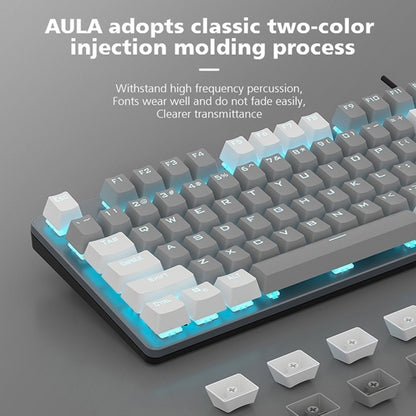 AULA F3287 Wired Color Matching Single Mode 87 Keys Mechanical Keyboard,Green Shaft(White) - Wired Keyboard by AULA | Online Shopping UK | buy2fix