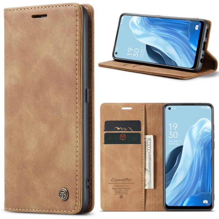 For OPPO Reno7 4G Indonesia/F21 Pro 4G/Reno8 4G CaseMe 013 Multifunctional Horizontal Flip Leather Phone Case(Brown) - OPPO Cases by CaseMe | Online Shopping UK | buy2fix