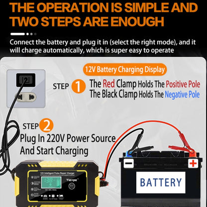 Motorcycle / Car Battery Smart Charger with LCD Creen, Plug Type:UK Plug(Yellow) - In Car by buy2fix | Online Shopping UK | buy2fix