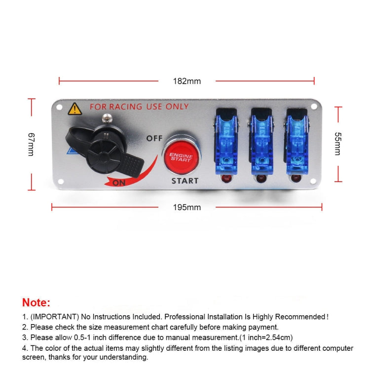 12V Racing Car LED Ignition Switch One Key Start Combination Panel - In Car by buy2fix | Online Shopping UK | buy2fix