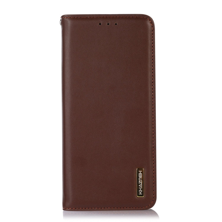 For Motorola Moto E13 4G 2023 KHAZNEH Nappa Top Layer Cowhide Leather Phone Case(Brown) - Motorola Cases by buy2fix | Online Shopping UK | buy2fix