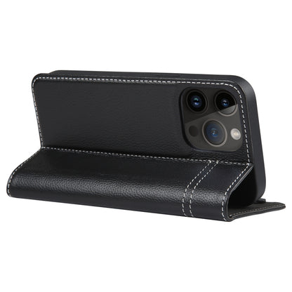 For iPhone 14 Pro Max GEBEI Top-grain Horizontal Flip Leather Phone Case(Black) - iPhone 14 Pro Max Cases by GEBEI | Online Shopping UK | buy2fix
