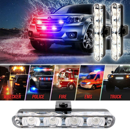 4 in 1 Car 16LEDs Grille Flash Lights Warning Lights with Wireless Remote Control(White Yellow) - In Car by buy2fix | Online Shopping UK | buy2fix