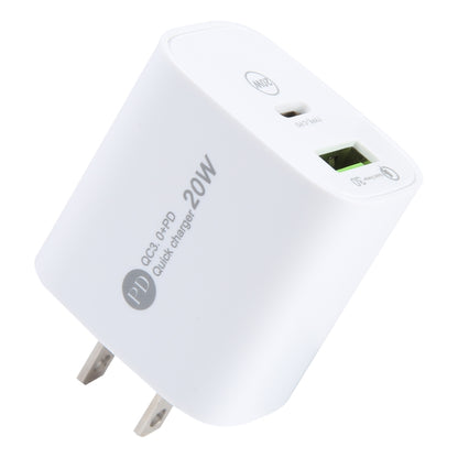 PD 20W USB-C/Type-C+QC 3.0 USB Interface Fast Charge Charger, Specification: US Plug(White) - USB Charger by buy2fix | Online Shopping UK | buy2fix