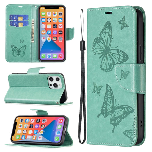 For Xiaomi 13 Lite / Civi 2 Two Butterflies Embossing Leather Phone Case(Green) - 13 Lite Cases by buy2fix | Online Shopping UK | buy2fix