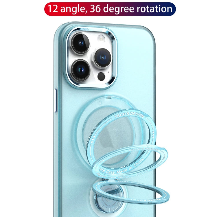 For iPhone 14 Plus 360 Degree Rotation Holder MagSafe Magnetic Phone Case(Light Blue) - iPhone 14 Plus Cases by buy2fix | Online Shopping UK | buy2fix