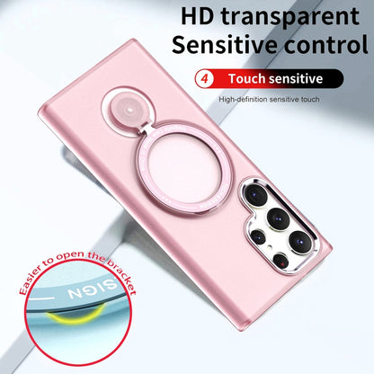 For Samsung Galaxy S22 Ultra 5G 360 Degree Rotation Holder MagSafe Magnetic Phone Case(Pink) - Galaxy S22 Ultra 5G Cases by buy2fix | Online Shopping UK | buy2fix