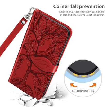 For Xiaomi Poco X5 Life Tree Embossing Pattern Leather Phone Case(Red) - Xiaomi Cases by buy2fix | Online Shopping UK | buy2fix