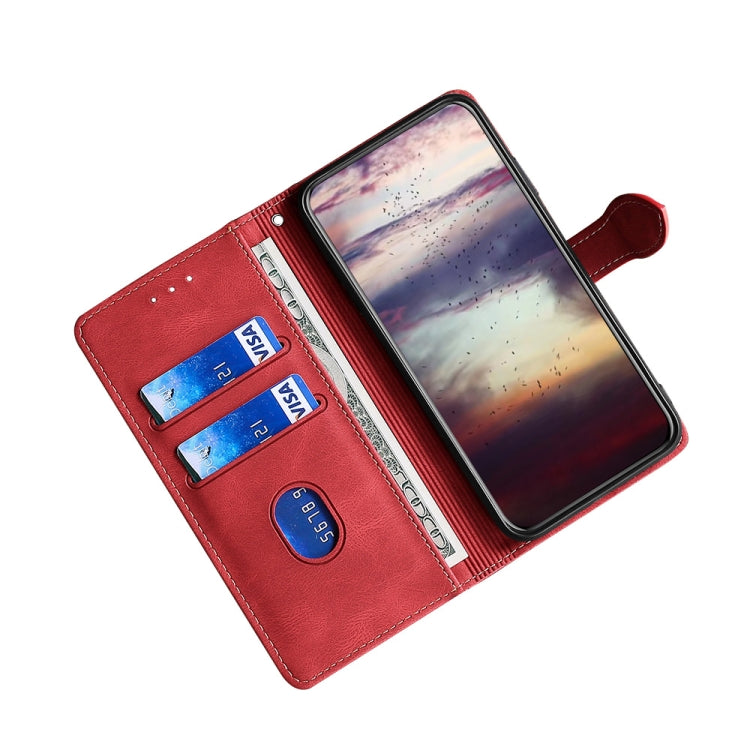 For Xiaomi Redmi 12C 4G Skin Feel Magnetic Buckle Leather Phone Case(Red) - Xiaomi Cases by buy2fix | Online Shopping UK | buy2fix