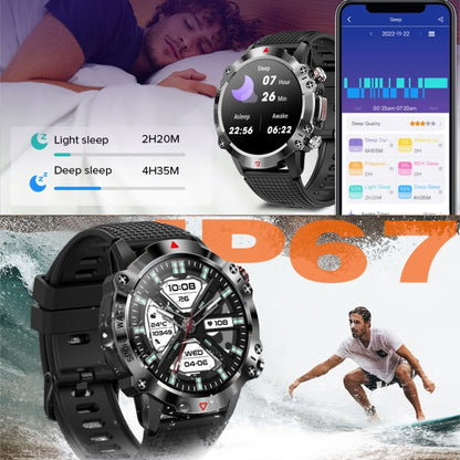 K10 1.39 inch IP67 Waterproof Smart Watch, Support Heart Rate / Sleep Monitoring(Black Blue) - Smart Wear by buy2fix | Online Shopping UK | buy2fix