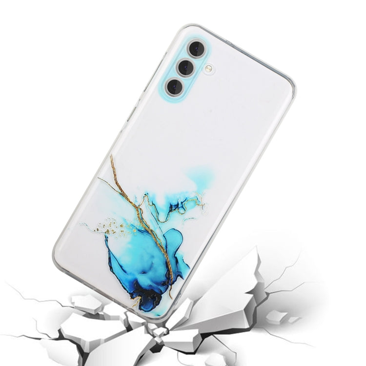 For Samsung Galaxy A14 5G / 4G Hollow Marble Pattern TPU Precise Hole Phone Case(Blue) - Galaxy Phone Cases by buy2fix | Online Shopping UK | buy2fix