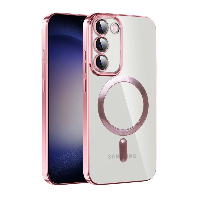 For Samsung Galaxy S23+ 5G CD Texture Plating TPU MagSafe Phone Case with Lens Film(Pink) - Galaxy S23+ 5G Cases by buy2fix | Online Shopping UK | buy2fix