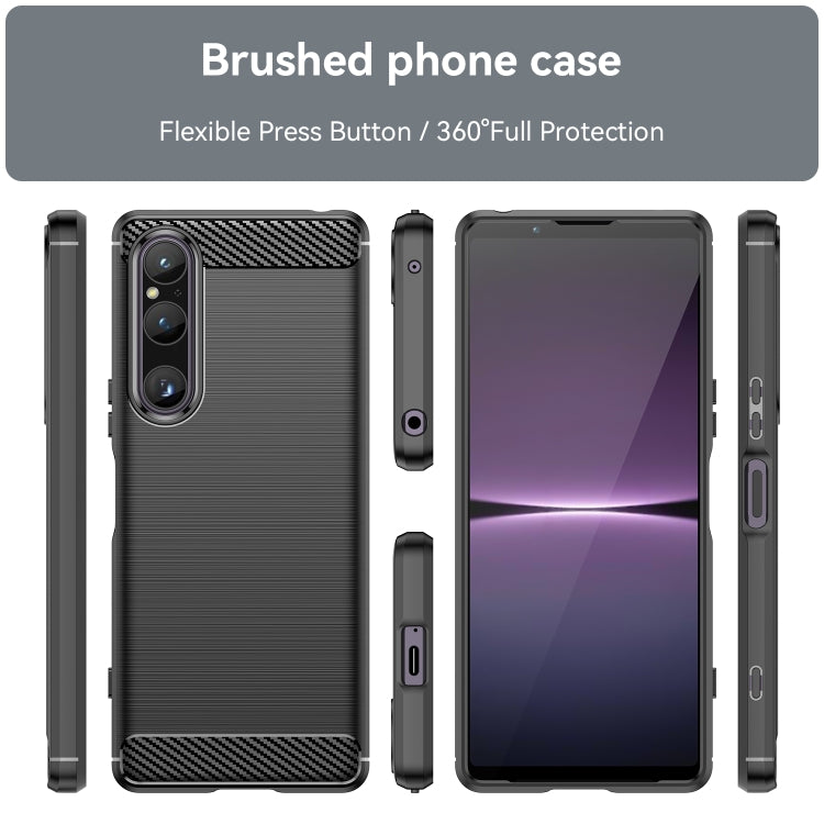 For Sony Xperia 1 V Brushed Texture Carbon Fiber TPU Phone Case(Black) - Sony Cases by buy2fix | Online Shopping UK | buy2fix