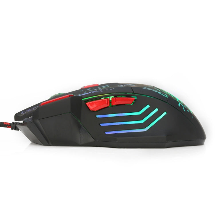 HXSJ H300 7 Keys Flowing Water Crack Colorful Luminous Wired Gaming Mouse(Black) -  by HXSJ | Online Shopping UK | buy2fix