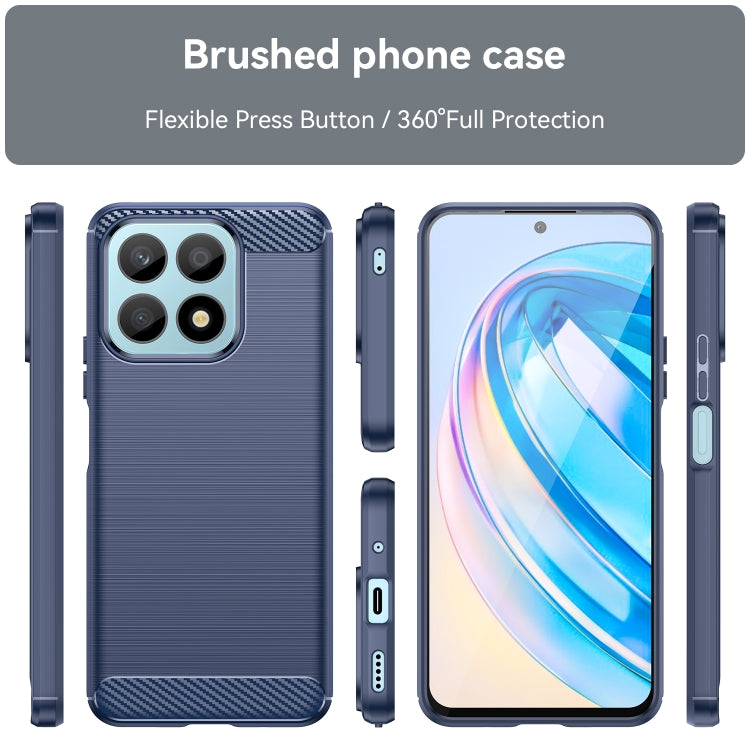 For Honor X8a Brushed Texture Carbon Fiber TPU Phone Case(Blue) - Honor Cases by buy2fix | Online Shopping UK | buy2fix