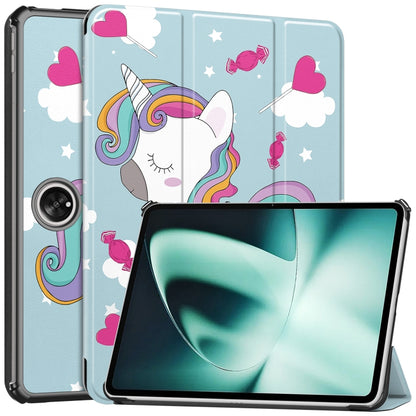 For OnePlus Pad Custer Painted 3-Fold Holder Smart Leather Tablet Case(Unicorn) - Others by buy2fix | Online Shopping UK | buy2fix