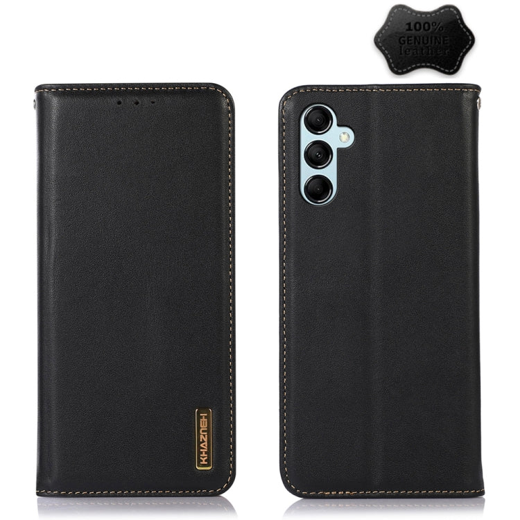 For Samsung Galaxy M14 5G KHAZNEH Nappa Top Layer Cowhide Leather Phone Case(Black) - Galaxy Phone Cases by buy2fix | Online Shopping UK | buy2fix