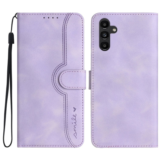 For Samsung Galaxy A14 5G Heart Pattern Skin Feel Leather Phone Case(Purple) - Galaxy Phone Cases by buy2fix | Online Shopping UK | buy2fix