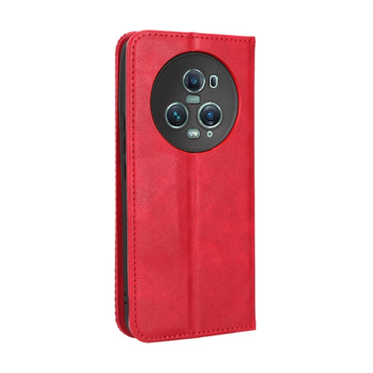 For Honor Magic5 Pro Magnetic Buckle Retro Texture Leather Phone Case(Red) - Honor Cases by buy2fix | Online Shopping UK | buy2fix