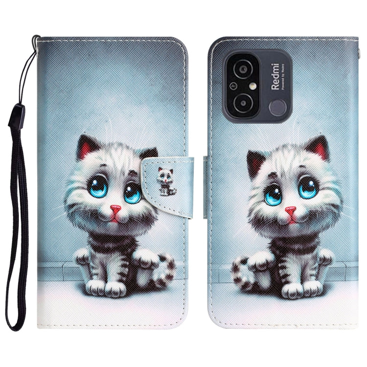 For Xiaomi Redmi 12C Colored Drawing Leather Phone Case(Blue Eyes) - Xiaomi Cases by buy2fix | Online Shopping UK | buy2fix