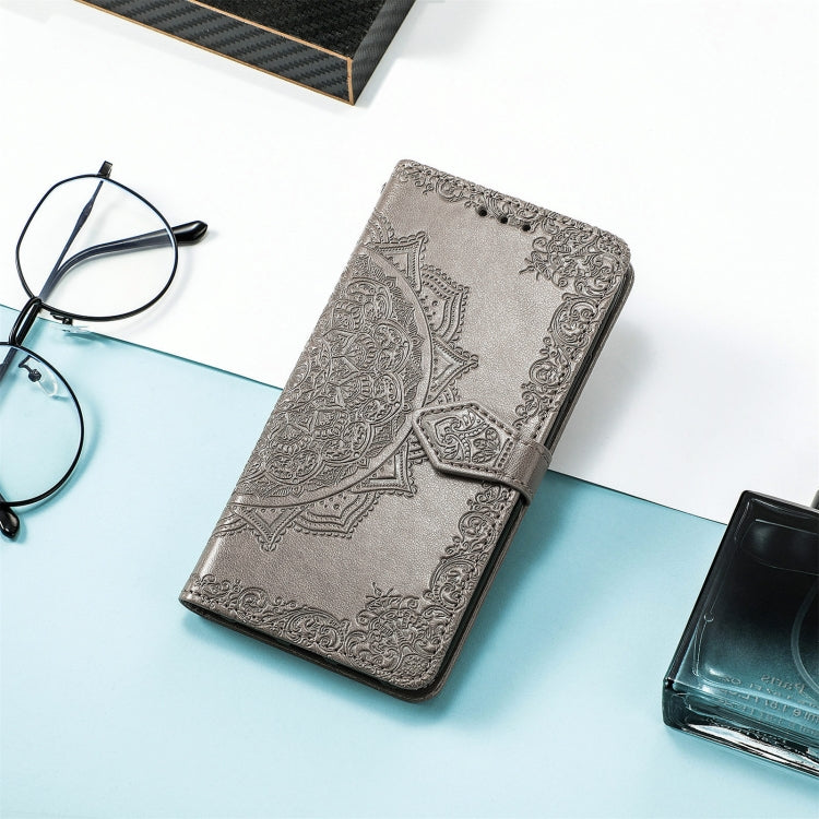 For Sony Xperia 10 IV Mandala Flower Embossed Leather Phone Case(Grey) - Sony Cases by buy2fix | Online Shopping UK | buy2fix