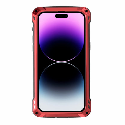 For iPhone 14 Pro RedPepper Silver Shield Series All-inclusive Lens Metal Phone Case(Red) - iPhone 14 Pro Cases by RedPepper | Online Shopping UK | buy2fix