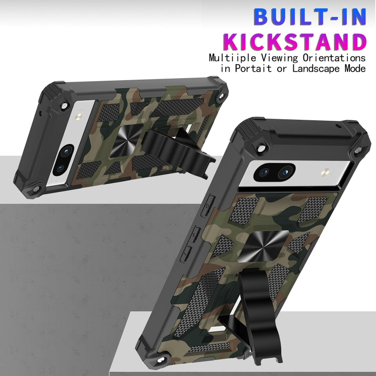 For Google Pixel 7a Camouflage Armor Kickstand TPU + PC Magnetic Phone Case(Mint Green) - Google Cases by buy2fix | Online Shopping UK | buy2fix