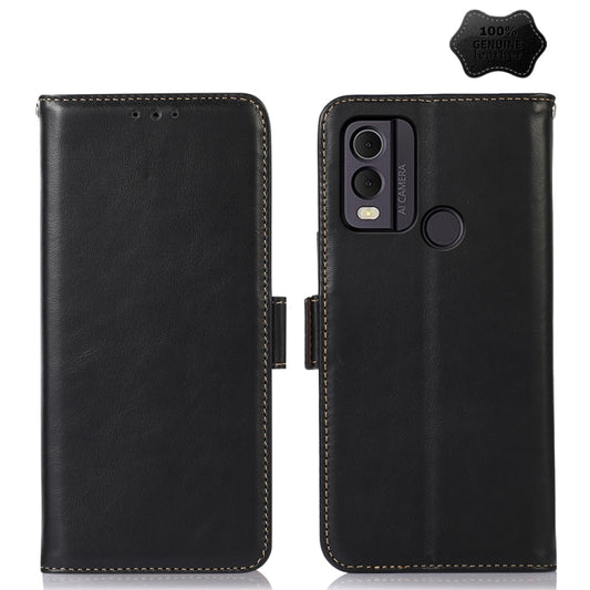 For Nokia C22 4G Crazy Horse Top Layer Cowhide Leather Phone Case(Black) - Nokia Cases by buy2fix | Online Shopping UK | buy2fix