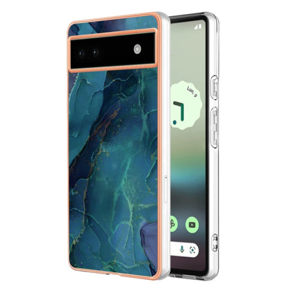 For Google Pixel 6A Electroplating Marble Dual-side IMD Phone Case(Green 017) - Google Cases by buy2fix | Online Shopping UK | buy2fix