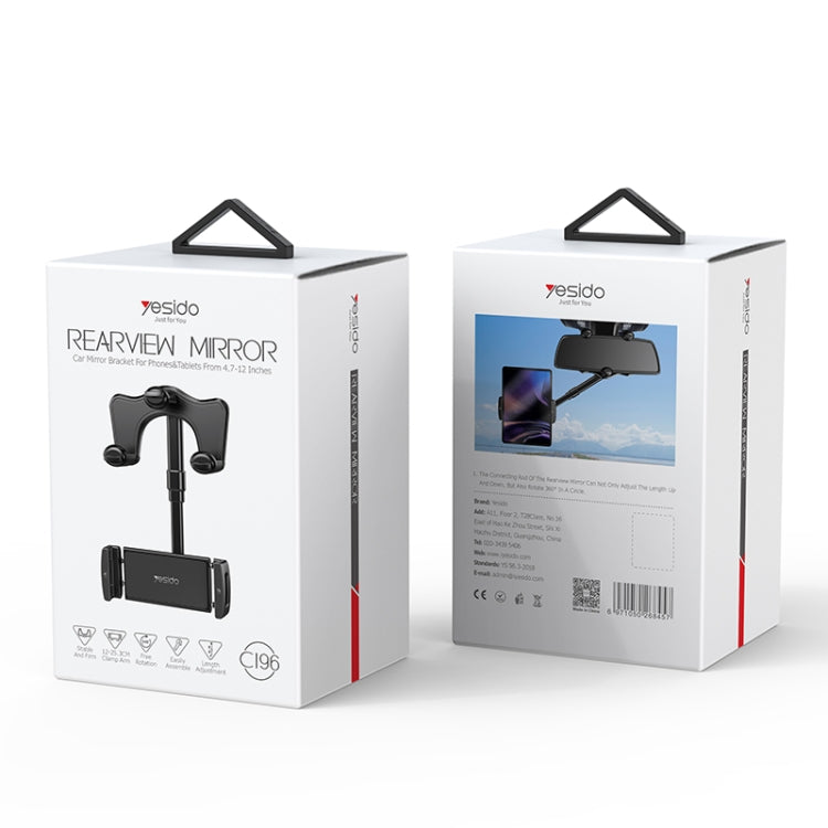 Yesido C196 Car Rearview Mirror Using Phone Holder(Black) -  by Yesido | Online Shopping UK | buy2fix