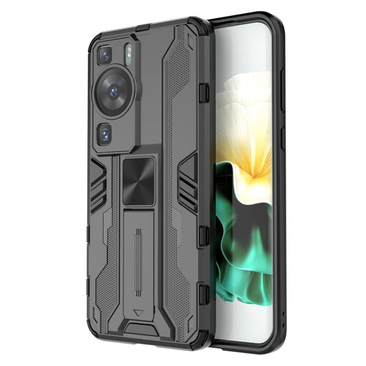 For Huawei P60 / P60 Pro Supersonic Holder PC Soft TPU Phone Case(Black) - Huawei Cases by buy2fix | Online Shopping UK | buy2fix