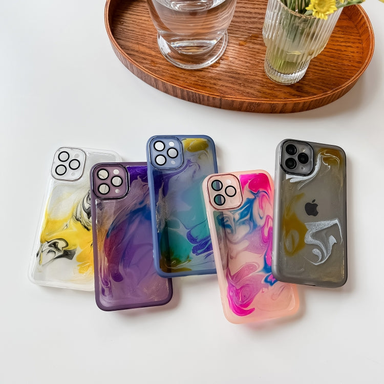 For iPhone 11 Pro Oil Painting Electroplating TPU Phone Case(Blue) - iPhone 11 Pro Cases by buy2fix | Online Shopping UK | buy2fix