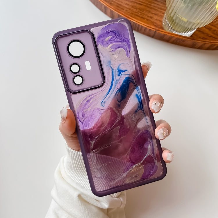 For Xiaomi Redmi K50 Ultra Oil Painting Electroplating TPU Phone Case(Purple) - Xiaomi Cases by buy2fix | Online Shopping UK | buy2fix