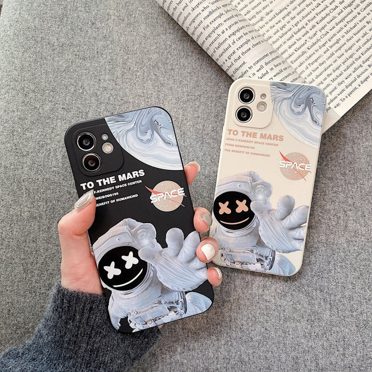 For iPhone 14 Plus Martian Astronaut Pattern Shockproof Phone Case(White) - iPhone 14 Plus Cases by buy2fix | Online Shopping UK | buy2fix