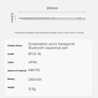 BP19-BL Type-C Universal Magnetic Hexagon Bluetooth Stylus Pen(White) - Stylus Pen by buy2fix | Online Shopping UK | buy2fix