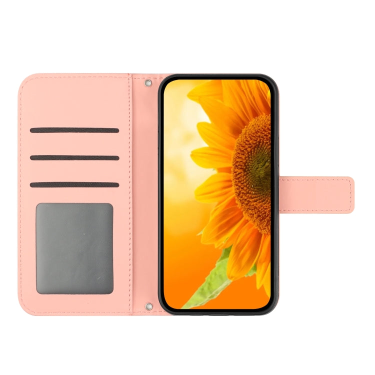 For Xiaomi Poco F5 Skin Feel Sun Flower Embossed Flip Leather Phone Case with Lanyard(Pink) - Xiaomi Cases by buy2fix | Online Shopping UK | buy2fix