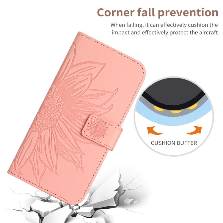 For Xiaomi Redmi 12 4G Global Skin Feel Sun Flower Embossed Flip Leather Phone Case with Lanyard(Pink) - Xiaomi Cases by buy2fix | Online Shopping UK | buy2fix