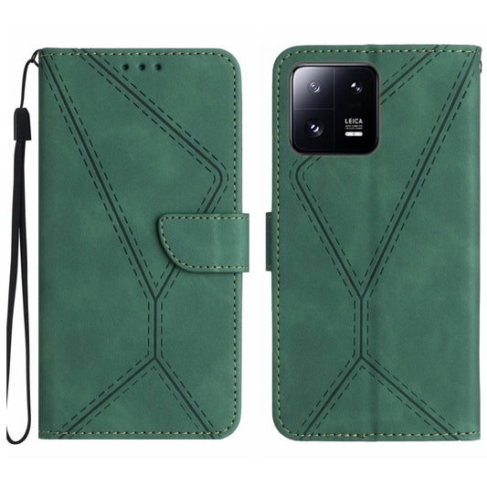 For Xiaomi 13 Pro Stitching Embossed Leather Phone Case(Green) - 13 Pro Cases by buy2fix | Online Shopping UK | buy2fix