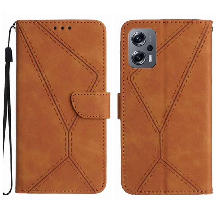 For Xiaomi POCO X4 GT Stitching Embossed Leather Phone Case(Brown) - Xiaomi Cases by buy2fix | Online Shopping UK | buy2fix