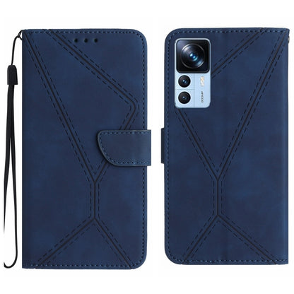 For Xiaomi 12T / 12T Pro Stitching Embossed Leather Phone Case(Blue) - Xiaomi Cases by buy2fix | Online Shopping UK | buy2fix