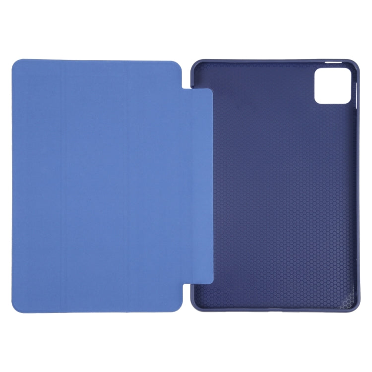 For Xiaomi Pad 6 / Pad 6 Pro Three-fold Holder Flip Tablet Leather Case(Dark Blue) -  by buy2fix | Online Shopping UK | buy2fix