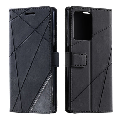 For Redmi Note 12 5G Skin Feel Splicing Horizontal Flip Leather Phone Case(Black) - Note 12 Cases by buy2fix | Online Shopping UK | buy2fix