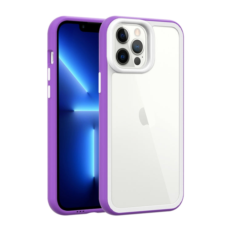 For iPhone 12 Pro Max Color Frame 2 in 1 Hollow Cooling Phone Case(Purple) - iPhone 12 Pro Max Cases by buy2fix | Online Shopping UK | buy2fix