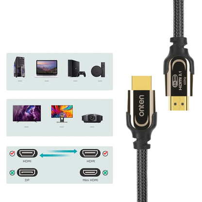 Onten HD180 HDMI 2.1 Version 8K HD Audio Cable, Length:3m(Black) - Cable by Onten | Online Shopping UK | buy2fix